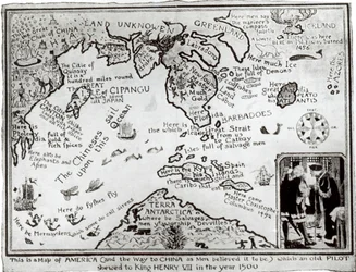 Mapa de América y direcciones a China, se cree que es una copia de un original del siglo XVI